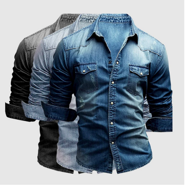 Edward - casual men's long sleeve denim shirt