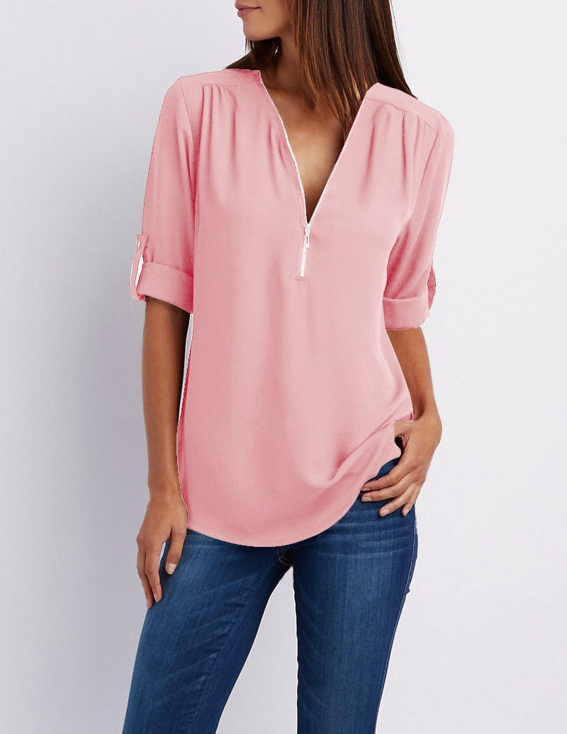 Adeline - chiffon blouse with zipper