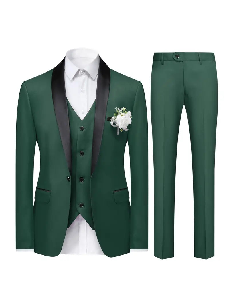 3-piece slim fit suit set for business and weddings