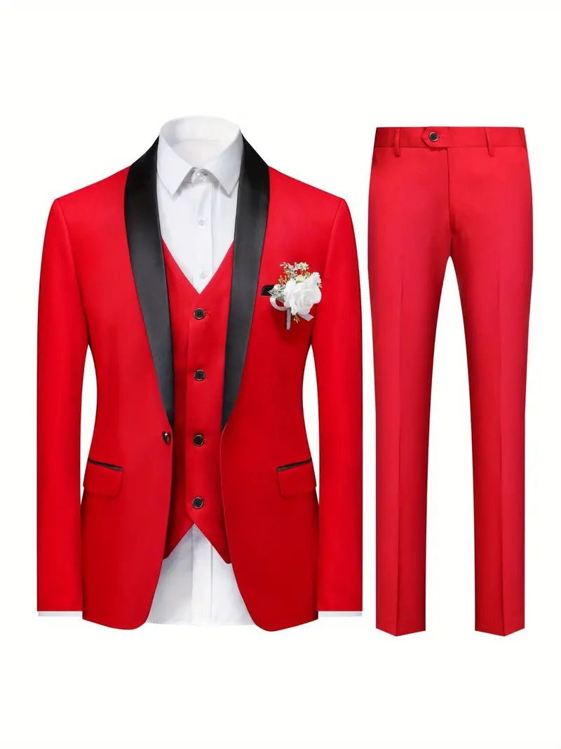 3-piece slim fit suit set for business and weddings
