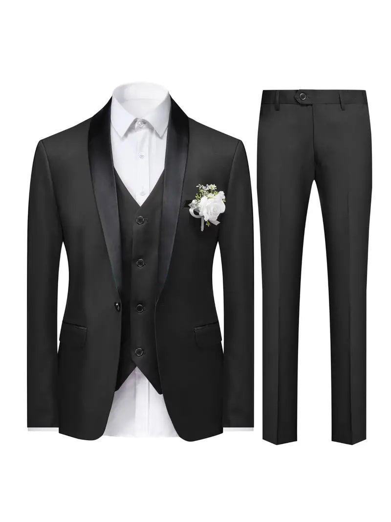 3-piece slim fit suit set for business and weddings