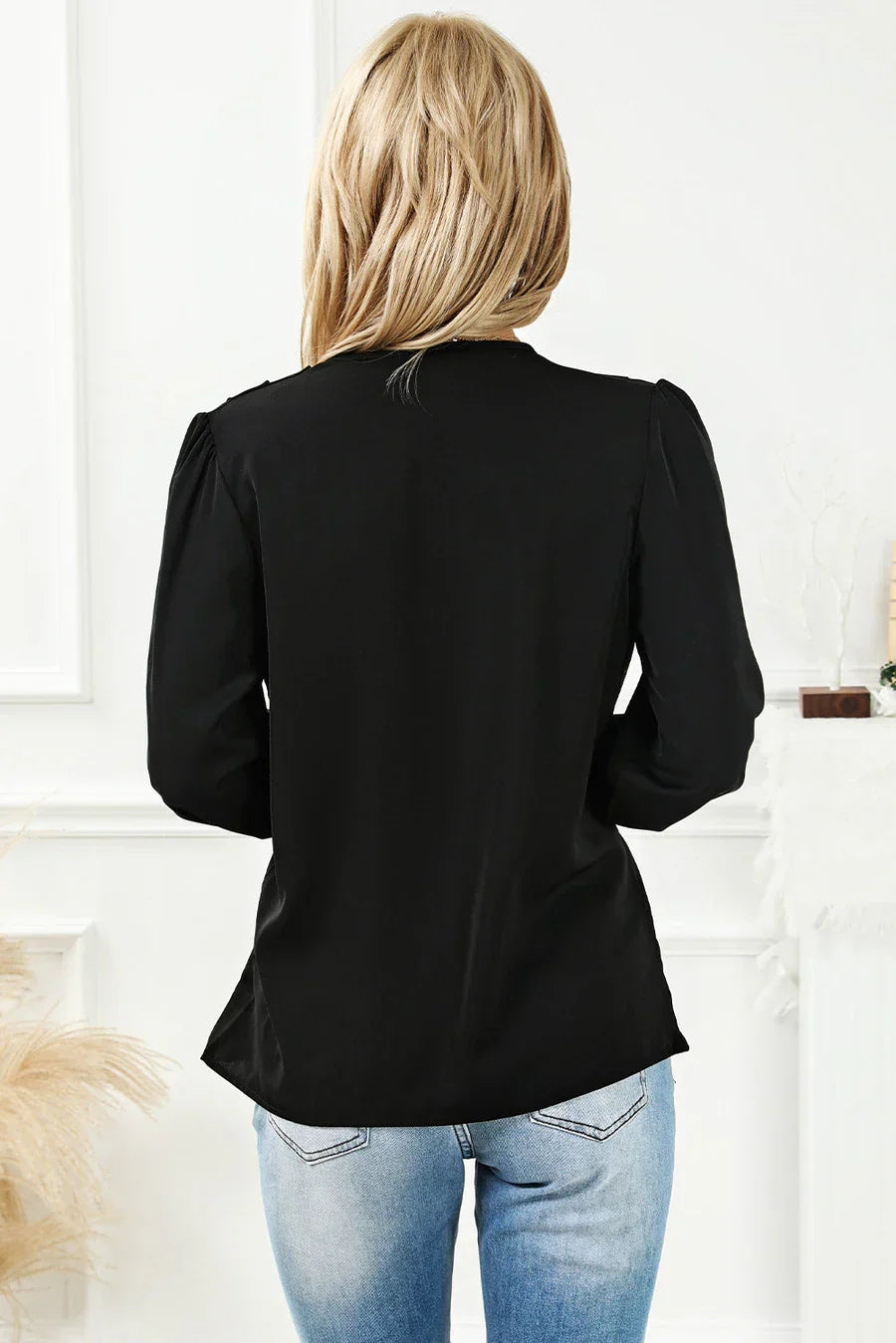 Women's draped wrap-neck blouse