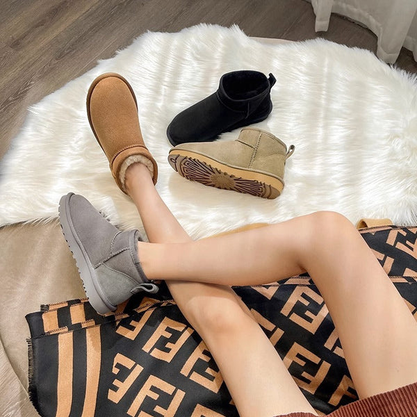 Alva – short winter ankle boots made of matt genuine leather
