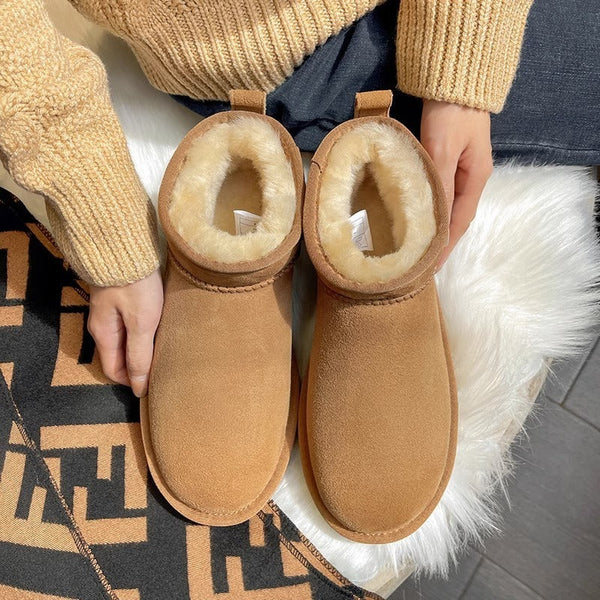 Alva – short winter ankle boots made of matt genuine leather