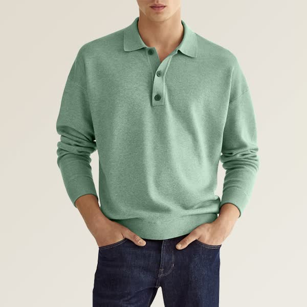 Yarn - casual long sleeve men's polo shirt