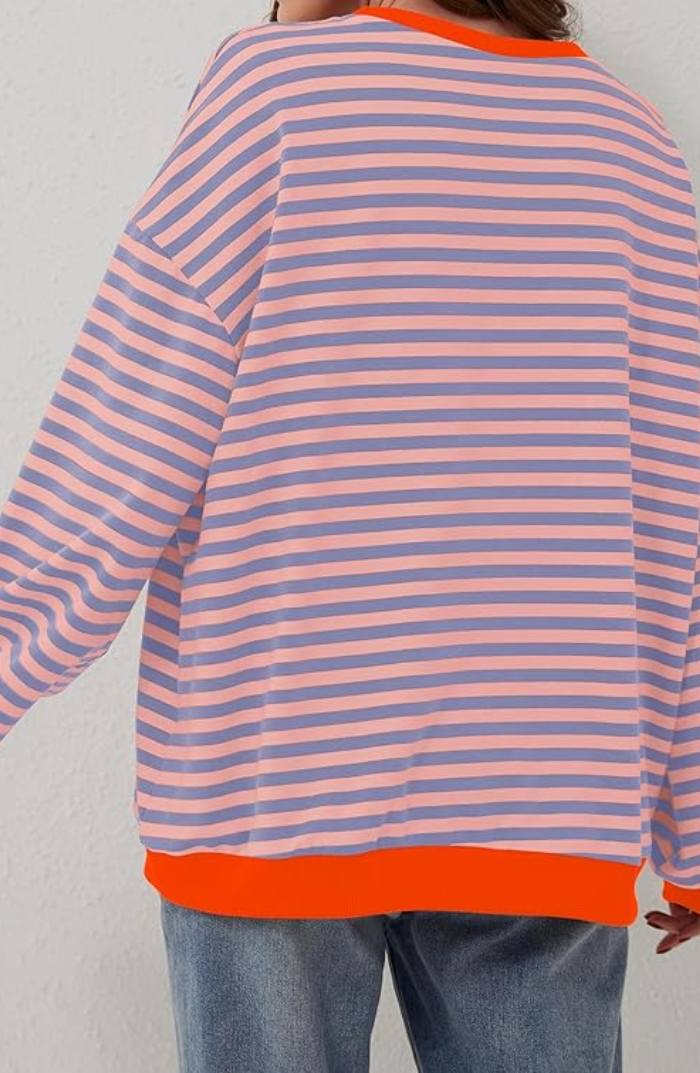 Casual striped women's sweatshirt with contrasting accents