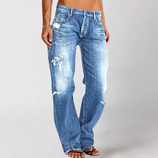Wide denim jeans for women