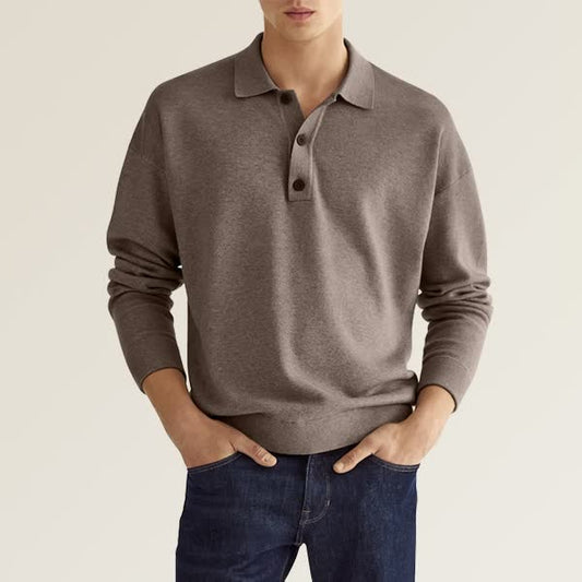 Yarn - casual long sleeve men's polo shirt