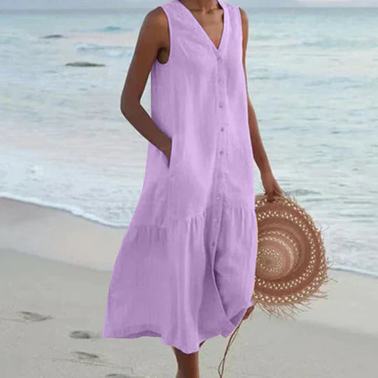 Marie - soft pink linen dress