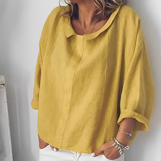 Yelena - linen blouse with loose collar