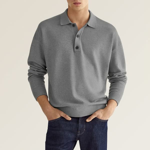 Yarn - casual long sleeve men's polo shirt