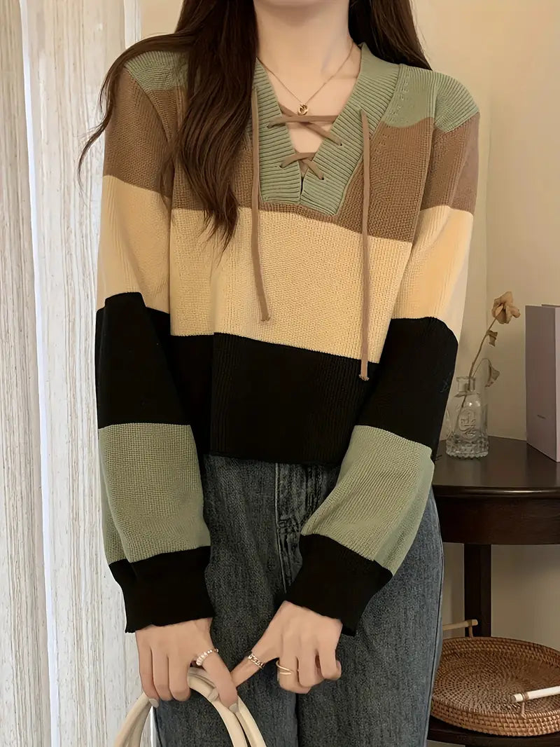 Aquila - multicolor cotton sweater with v-neck