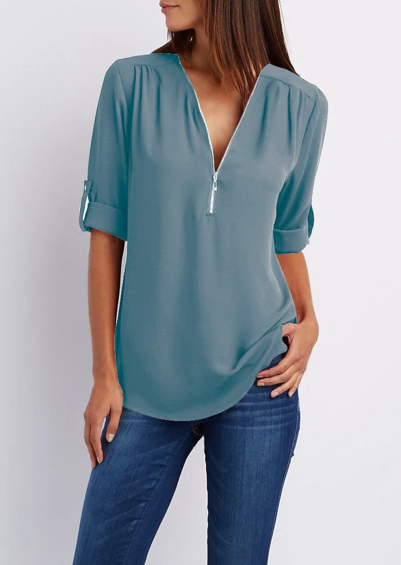 Adeline - chiffon blouse with zipper