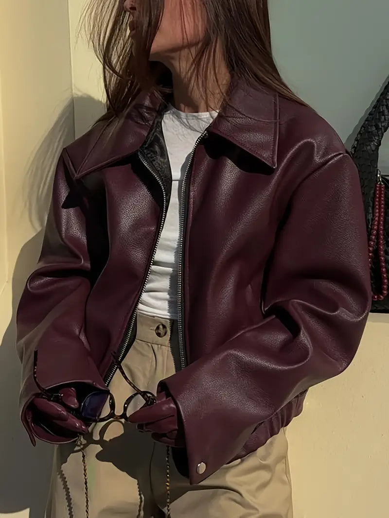 Cassidy - stylish, oversized leather jacket