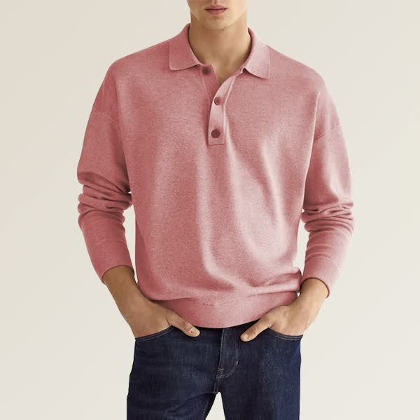 Yarn - casual long sleeve men's polo shirt