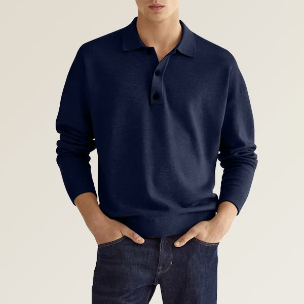 Yarn - casual long sleeve men's polo shirt