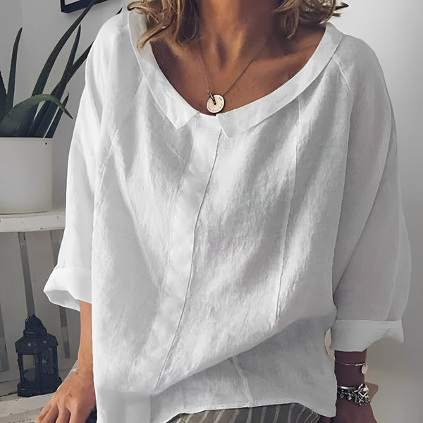 Yelena - linen blouse with loose collar