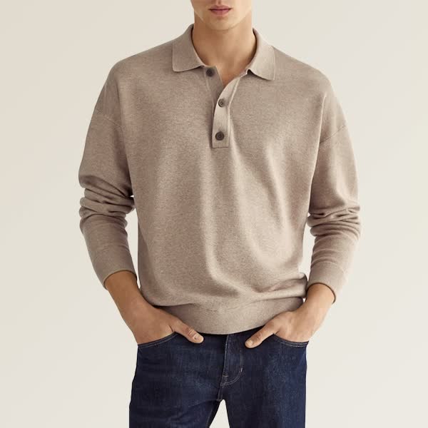 Yarn - casual long sleeve men's polo shirt
