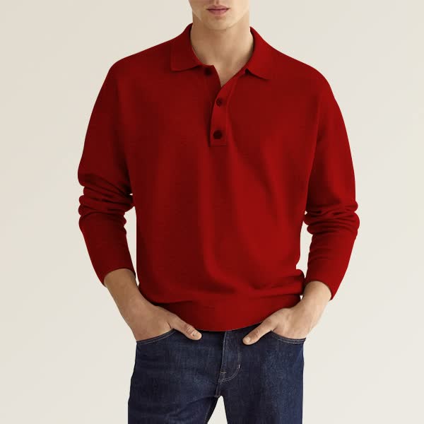 Yarn - casual long sleeve men's polo shirt