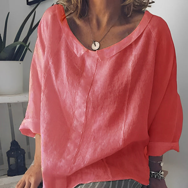 Yelena - linen blouse with loose collar