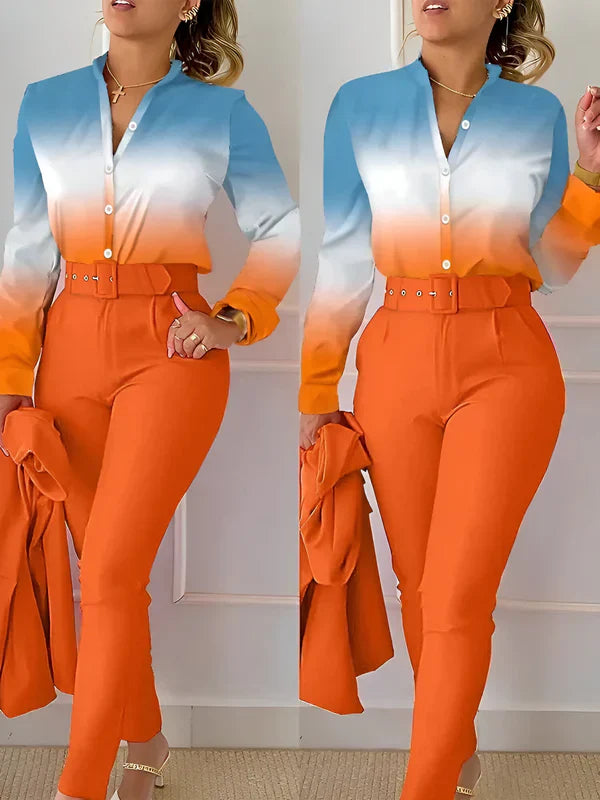 Aranka - v-neck top and high waisted pants
