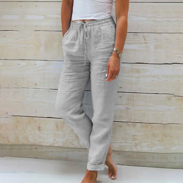 【Cotton and linen】Casual straight-cut trousers