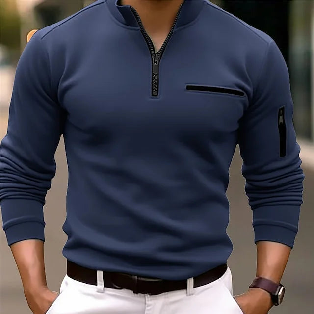 Benedek - refined men's polo shirt with stand-up collar