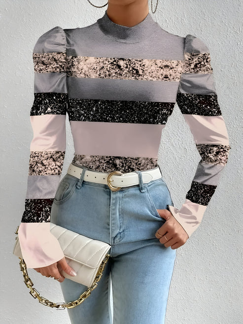 Idalie - blouse with floral print and stand-up collar