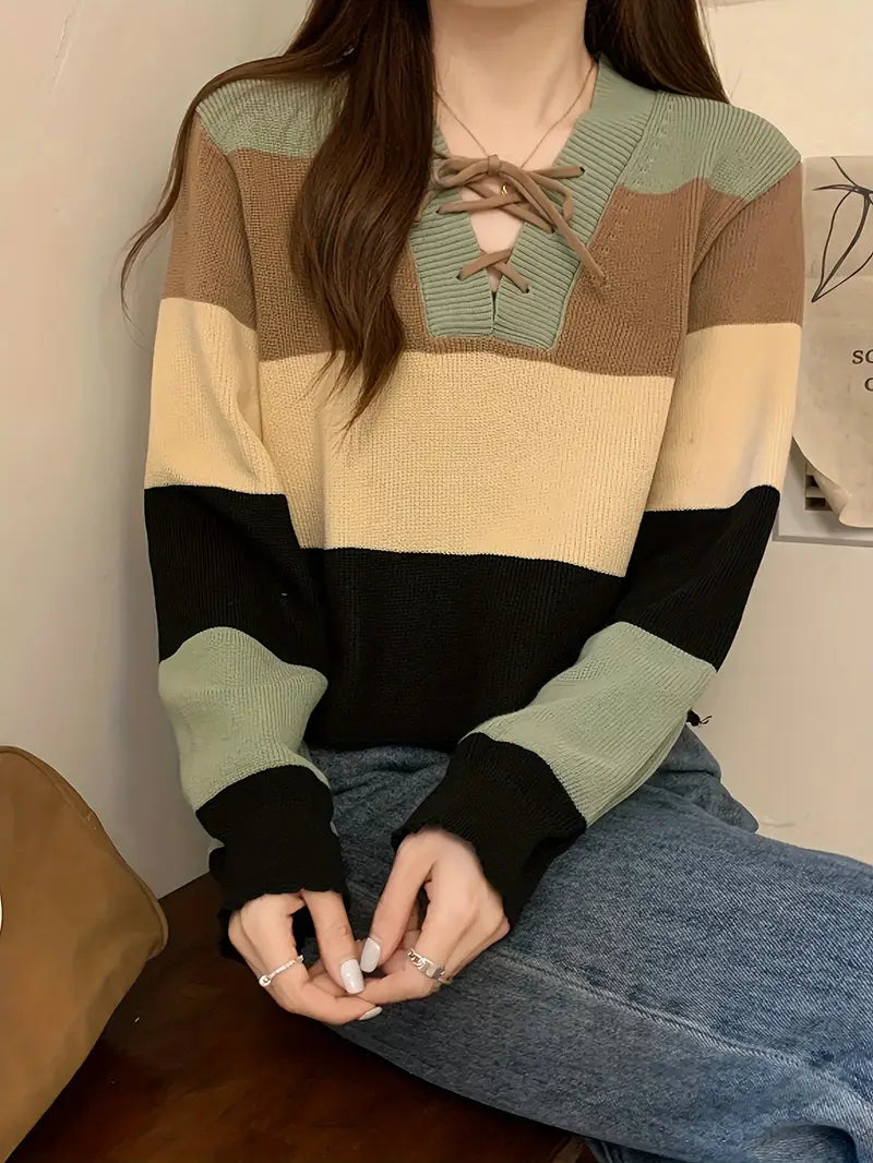 Aquila - multicolor cotton sweater with v-neck