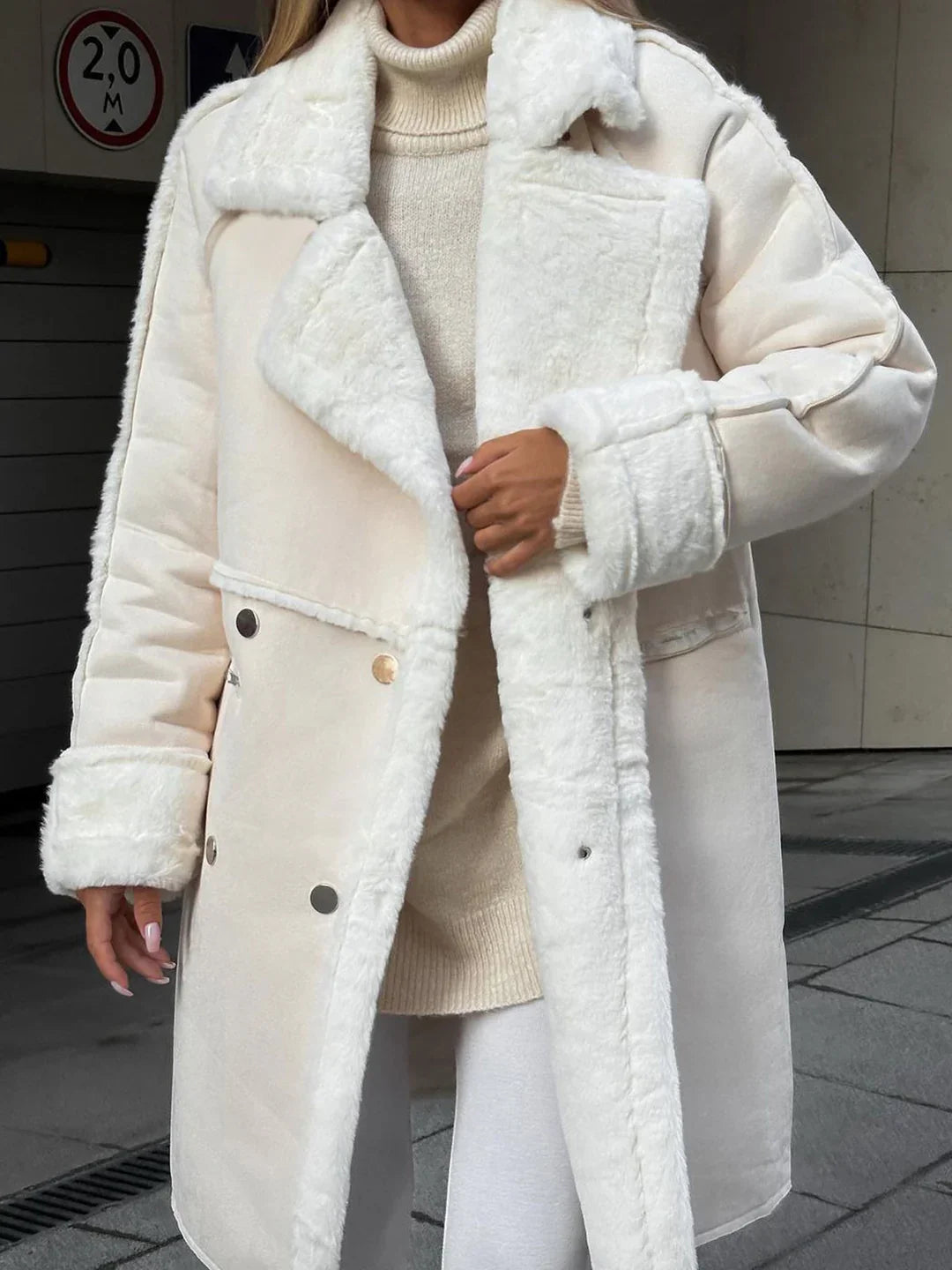Plus length faux fur coat
