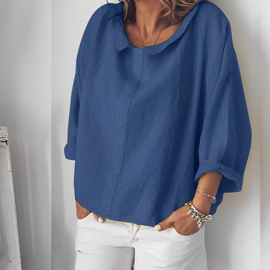Yelena - linen blouse with loose collar