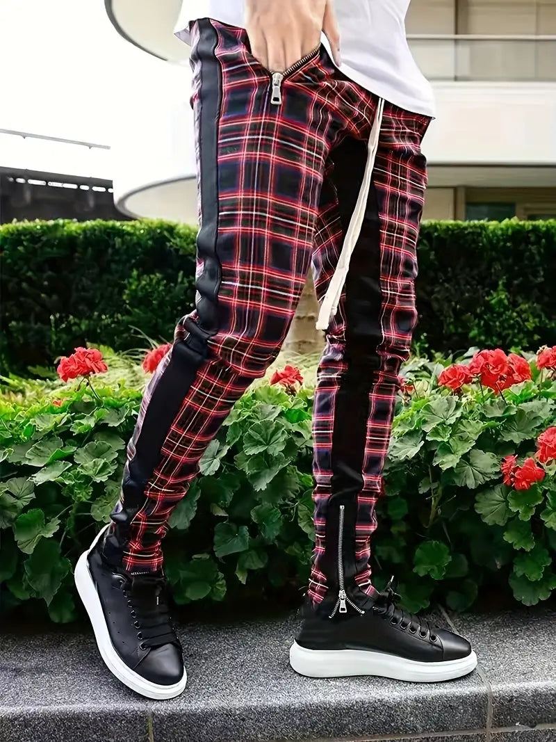 Streetwear chequered trousers for men