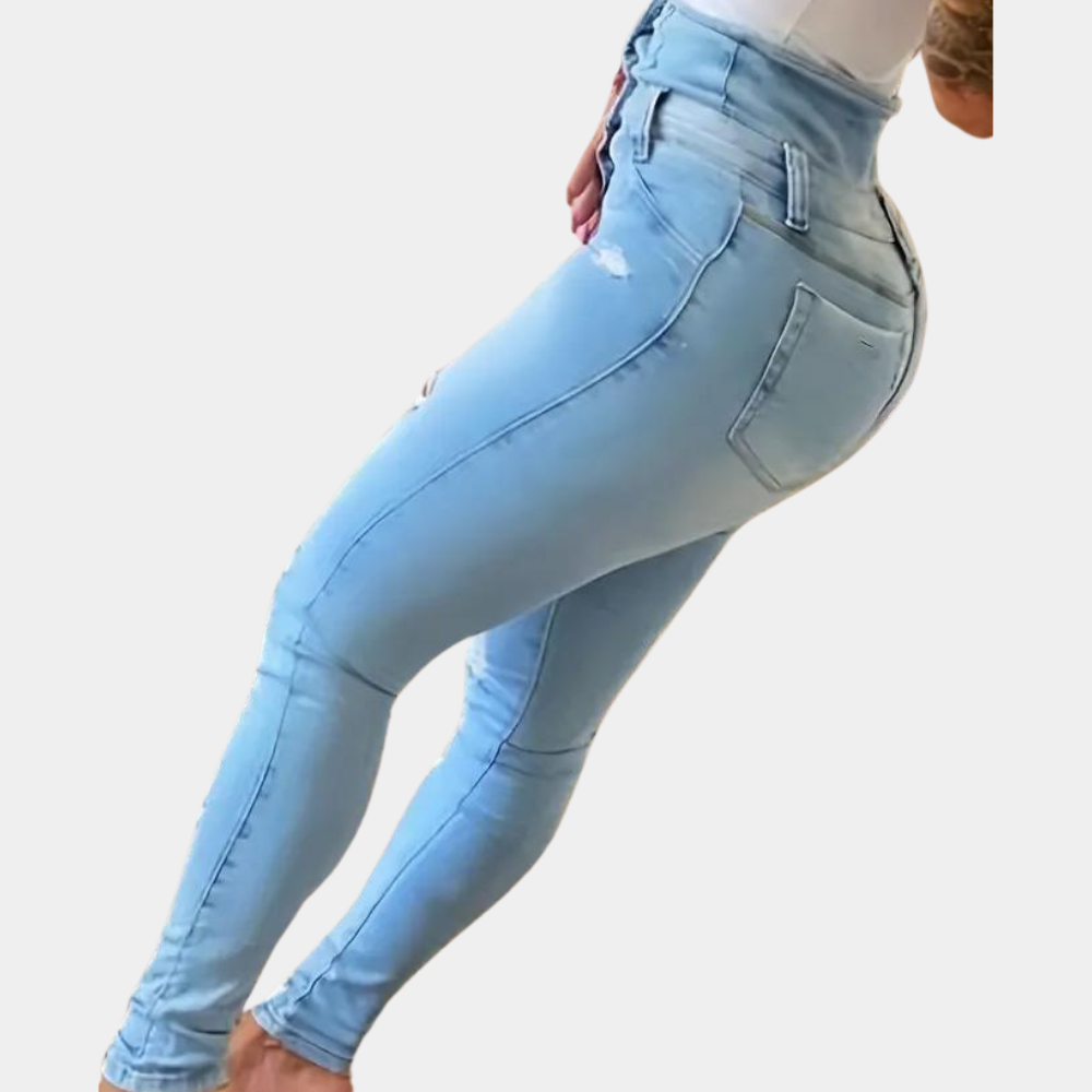 Trendy high waist ripped jeans for women - elizabeth collection