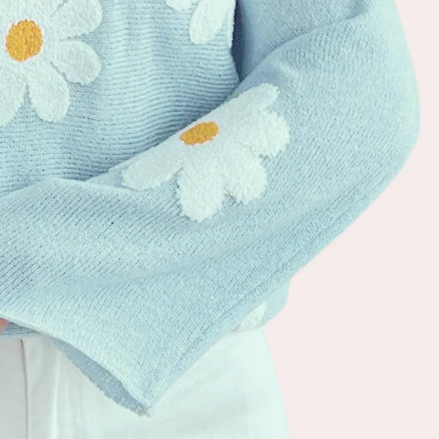 Mia - charming jumper with floral embroidery for women
