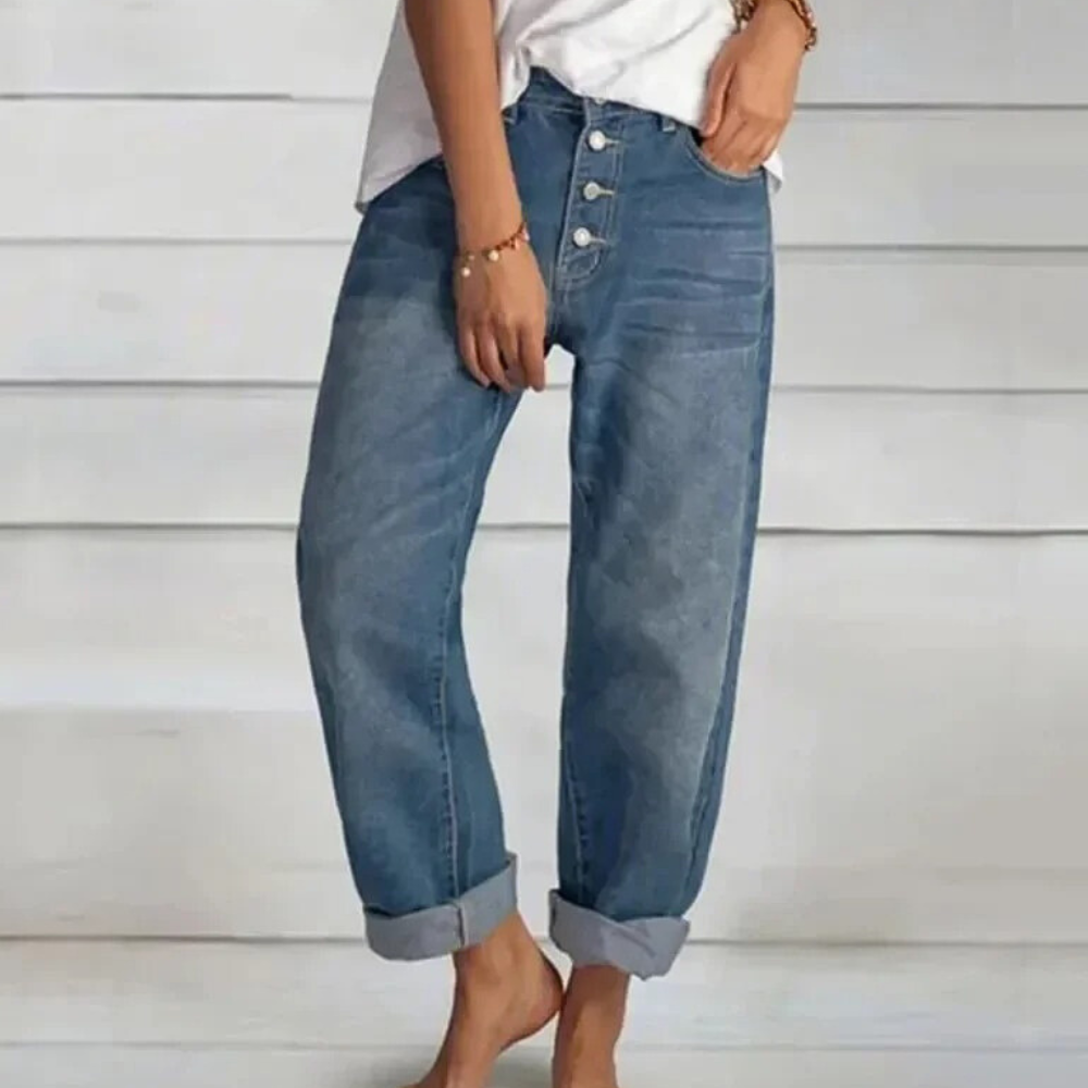 Elegant women's jeans with a high waist - mihai collection
