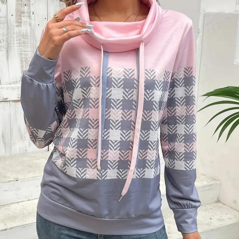 Emmanuelle - fashionable and comfortable checked sweatshirt for women