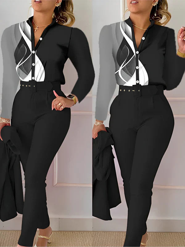 Aranka - v-neck top and high waisted pants