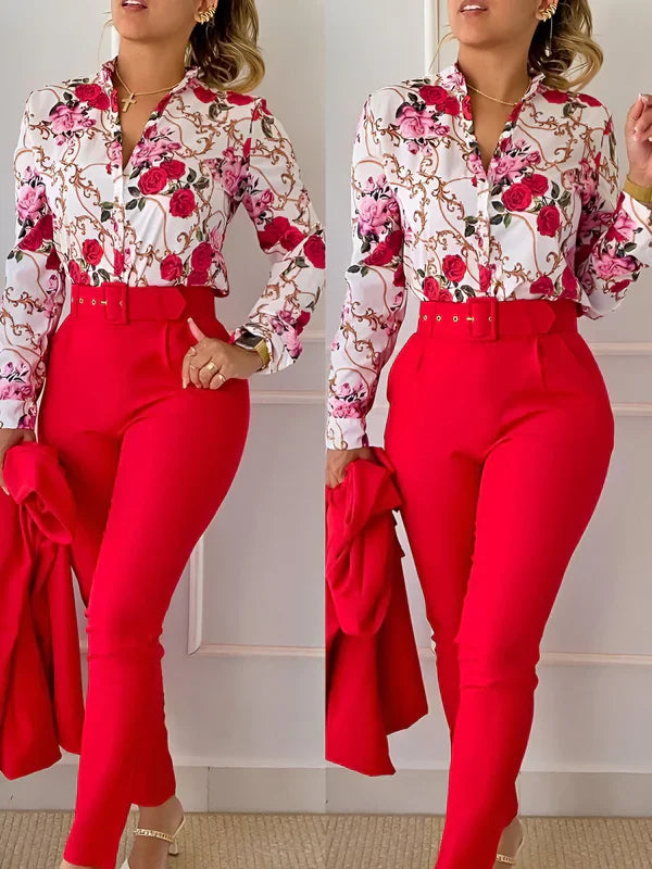 Aranka - v-neck top and high waisted pants