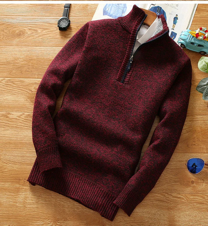 Titan half zip men's sweater - warm knitted sweater