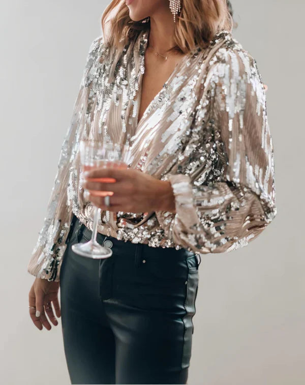 Maeve - elegant top with silver glitter