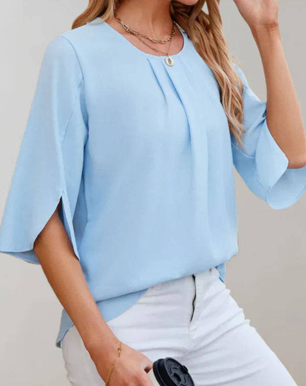 Aire - casual top with bell sleeves and round neckline