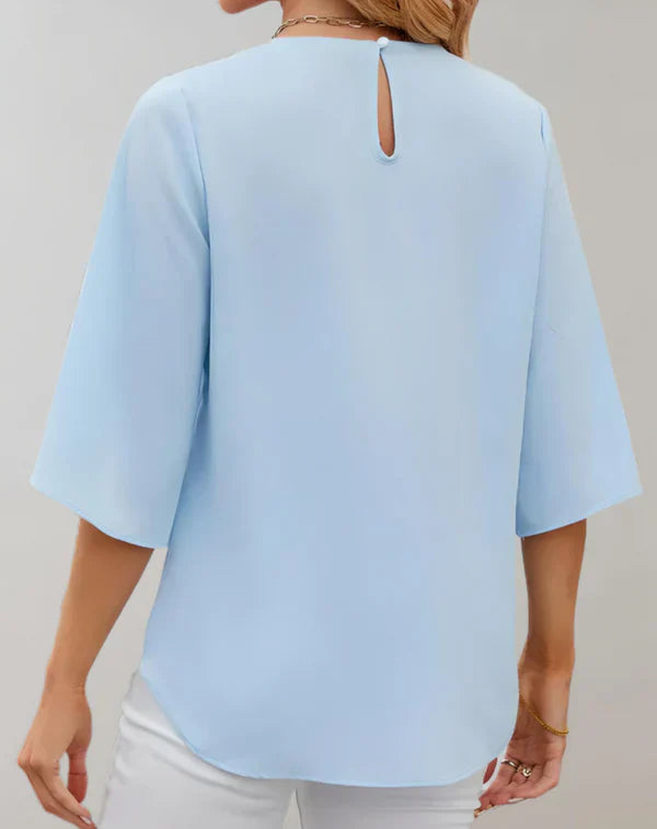 Aire - casual top with bell sleeves and round neckline