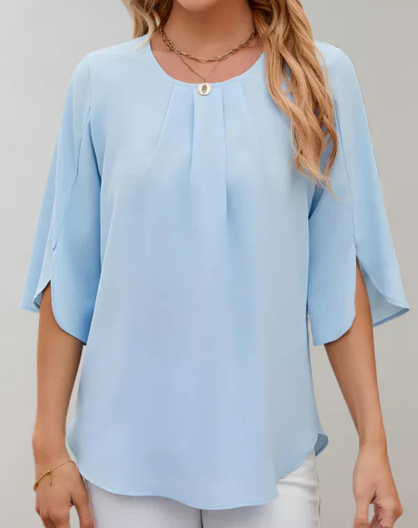 Aire - casual top with bell sleeves and round neckline