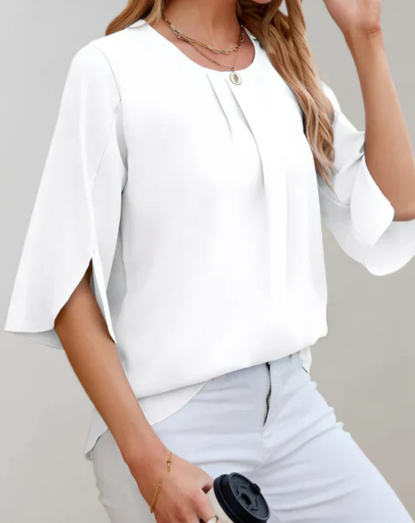 Aire - casual top with bell sleeves and round neckline