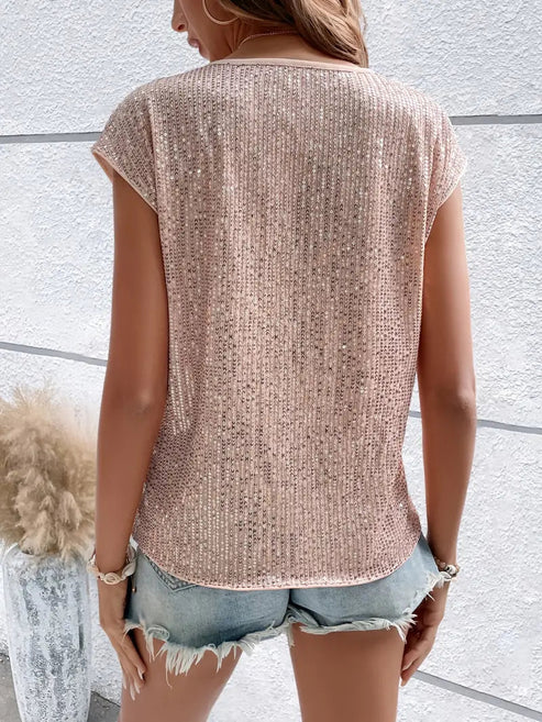 Alva | sleeveless glitter blouse for women with sequin top