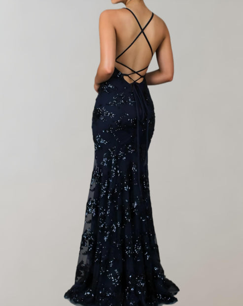 Arie - sleeveless and backless dress with beautiful sequins