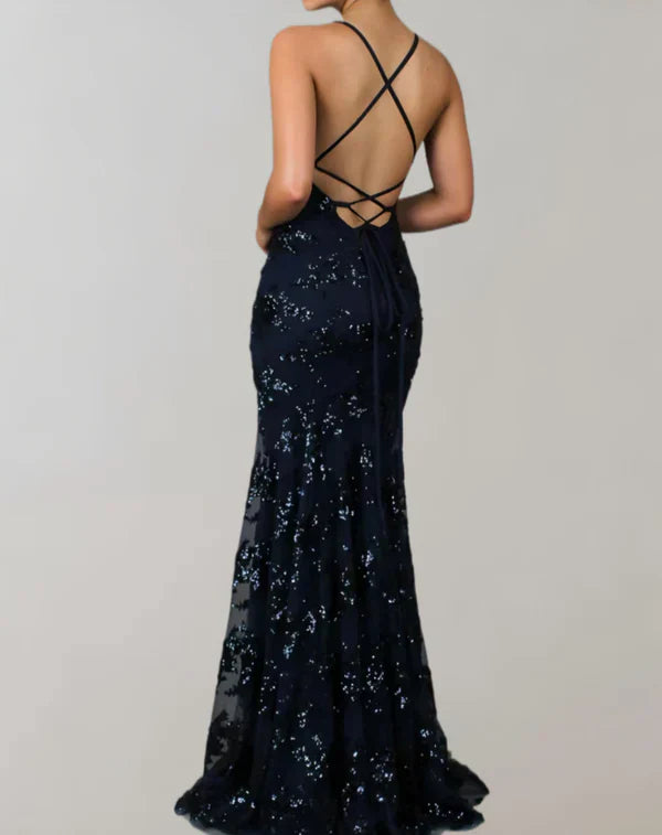 Arie - sleeveless and backless dress with beautiful sequins