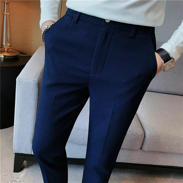Willem - casual trousers in waffle fabric