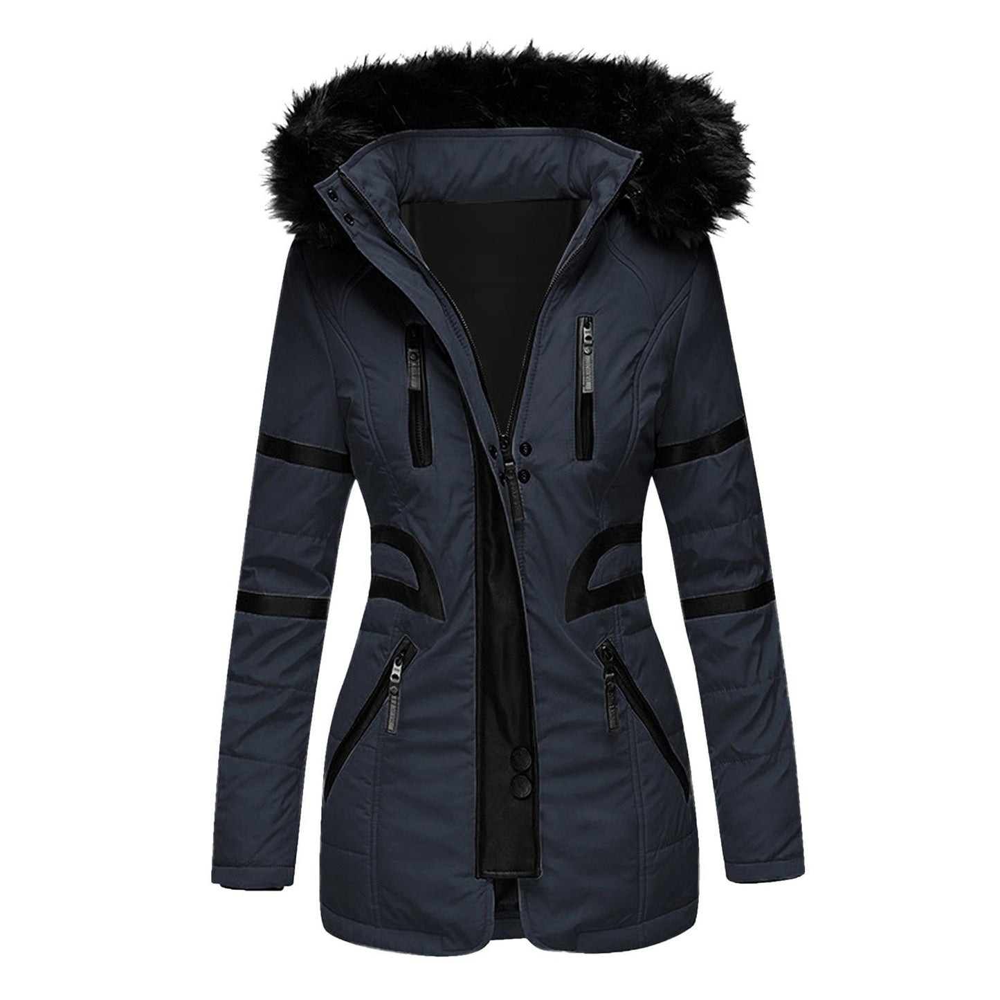 Elegant women's winter coat with hood and wool