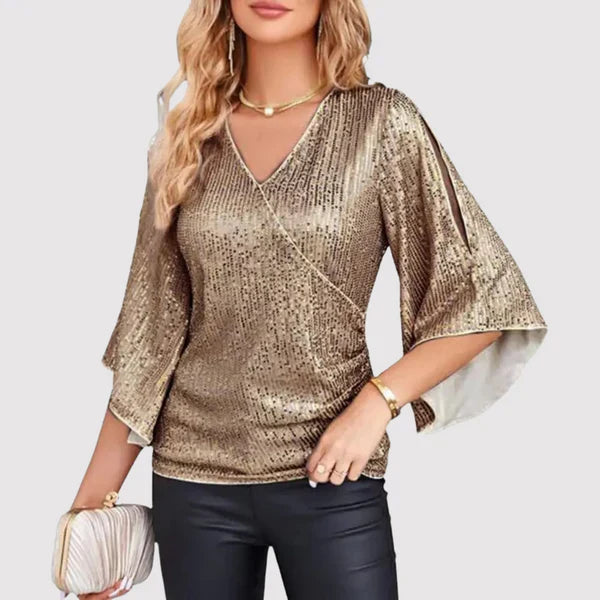 Theodora - sequin top with bell sleeves